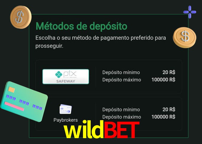 O cassino wildbet oferece uma grande variedade de métodos de pagamento